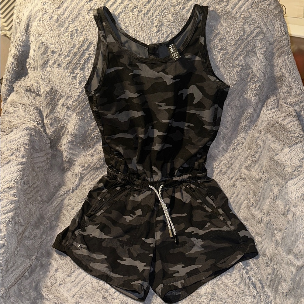 Athleta Girl Black Camo Girls' Romper Large 12